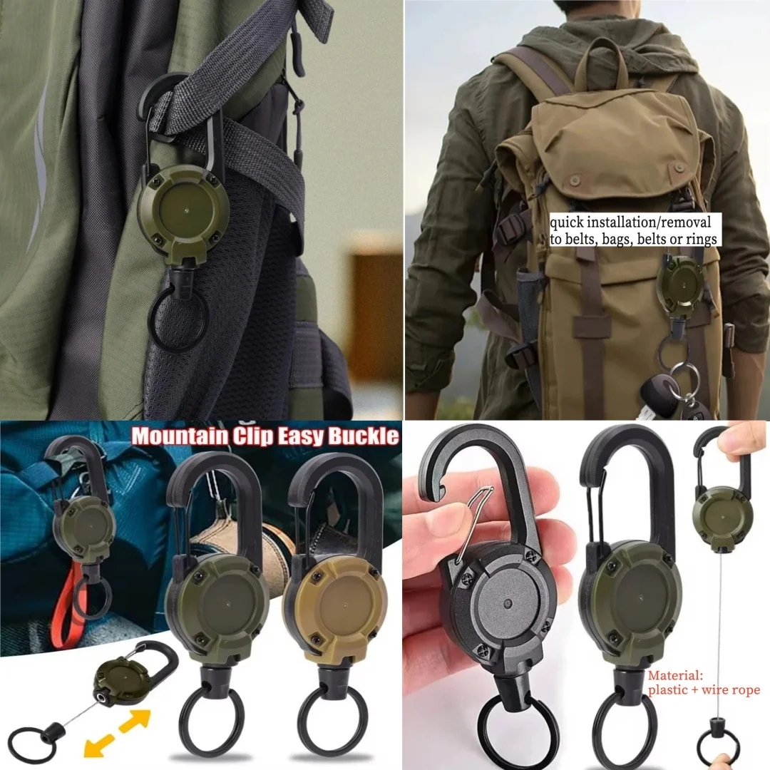 Anti Lost Sporty Retractable Elastic Keychain Automatic Retractable Wire Rope Antitheft Easy-to-pull Buckle Rope Key Ring