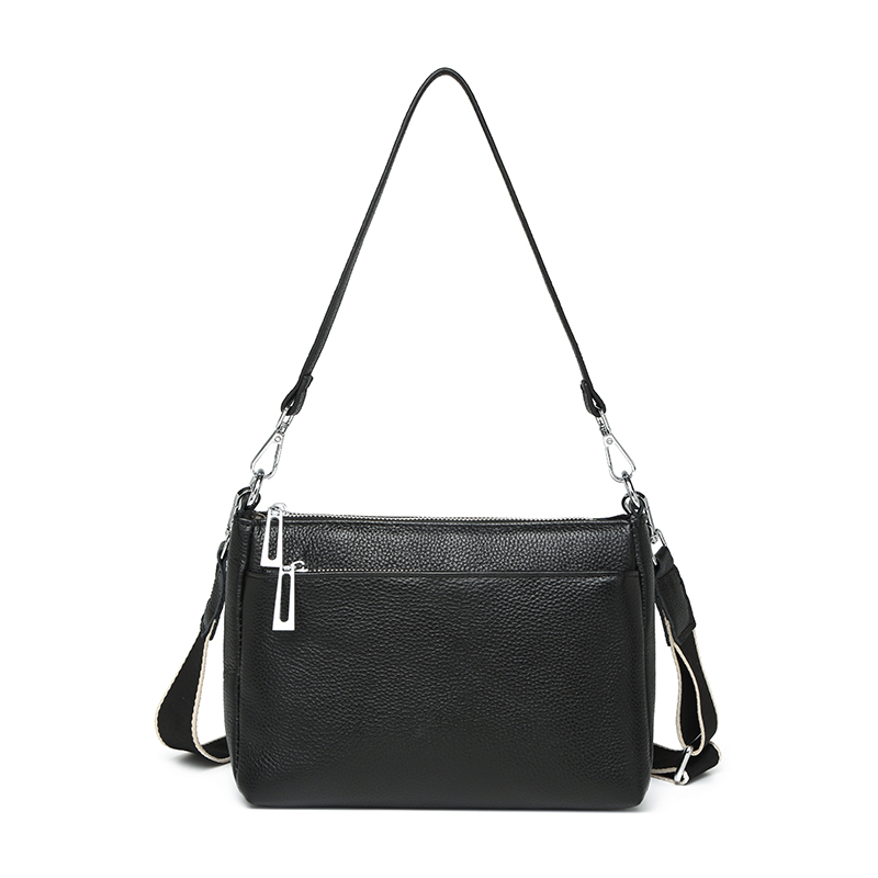 Bolso de hombro de piel auténtica de alta calidad para mujer, bolso cruzado de moda de tela de piel de vaca impermeable, bolsos de mujer de Color sólido