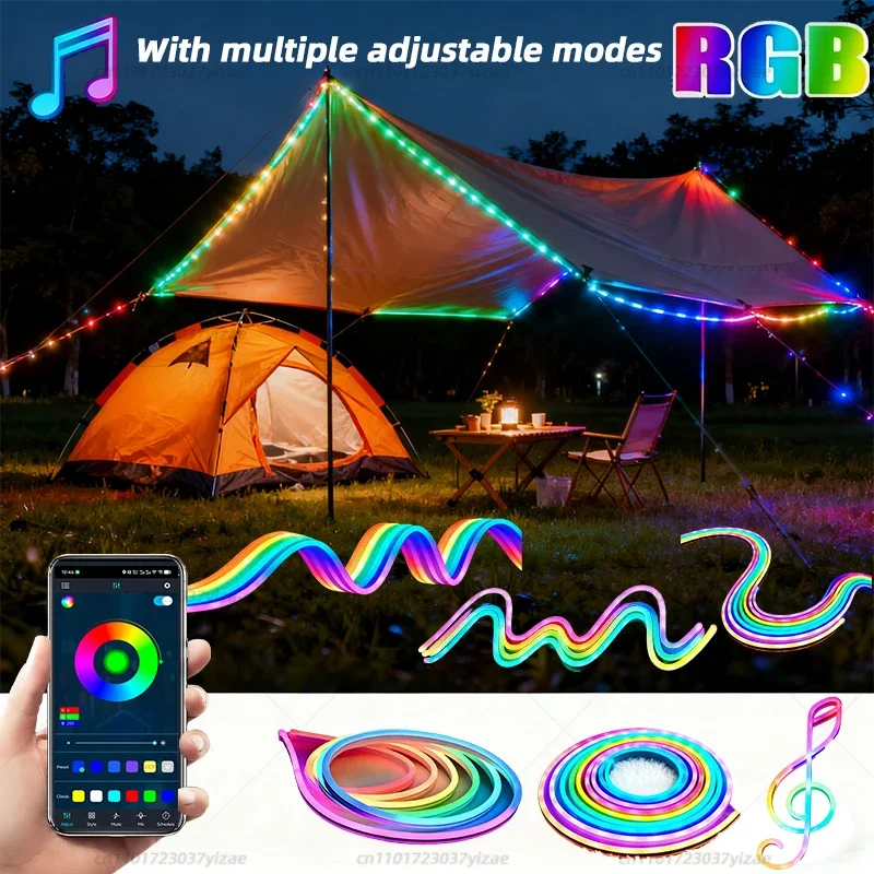 Flexible neon lamp with 5VRGB colorful music Bluetooth cabinet TV background color-changing creative waterproof soft light bar