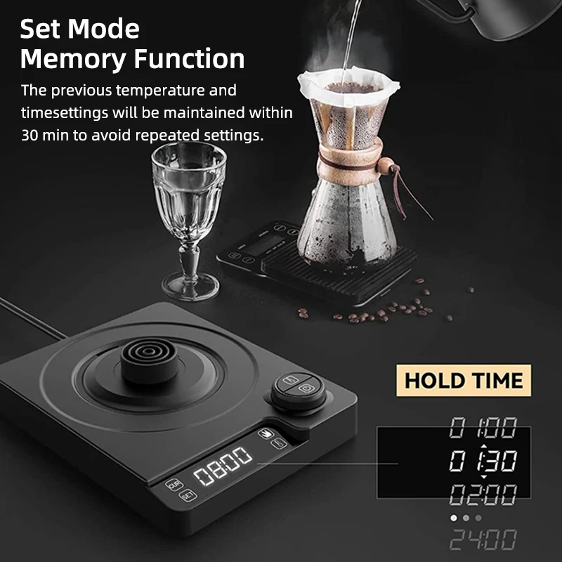 Hervidor eléctrico de 110V/220V, cafetera manual con cuello de cisne de 1,0l, olla de Control de temperatura de calentamiento rápido de 1200W, revestimiento de acero inoxidable
