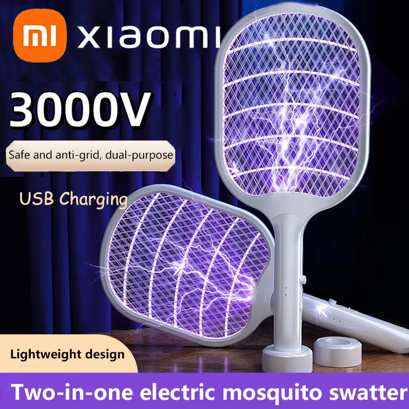 Matamoscas eléctrico Xiaomi de 3000V, matamoscas recargable 2 en 1, matamoscas automático multifuncional para el hogar