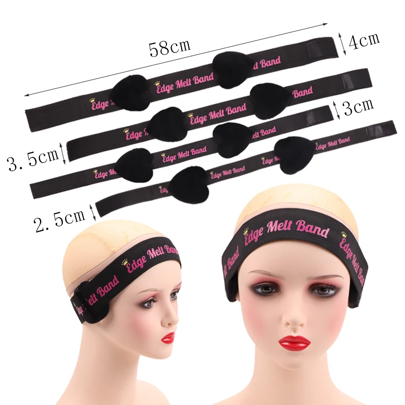 Headband elástico com tampa de orelha para perucas, faixa de fusão para perucas pretas, borda envoltório para estabelecer bordas, peruca headband, faixa de renda frontal