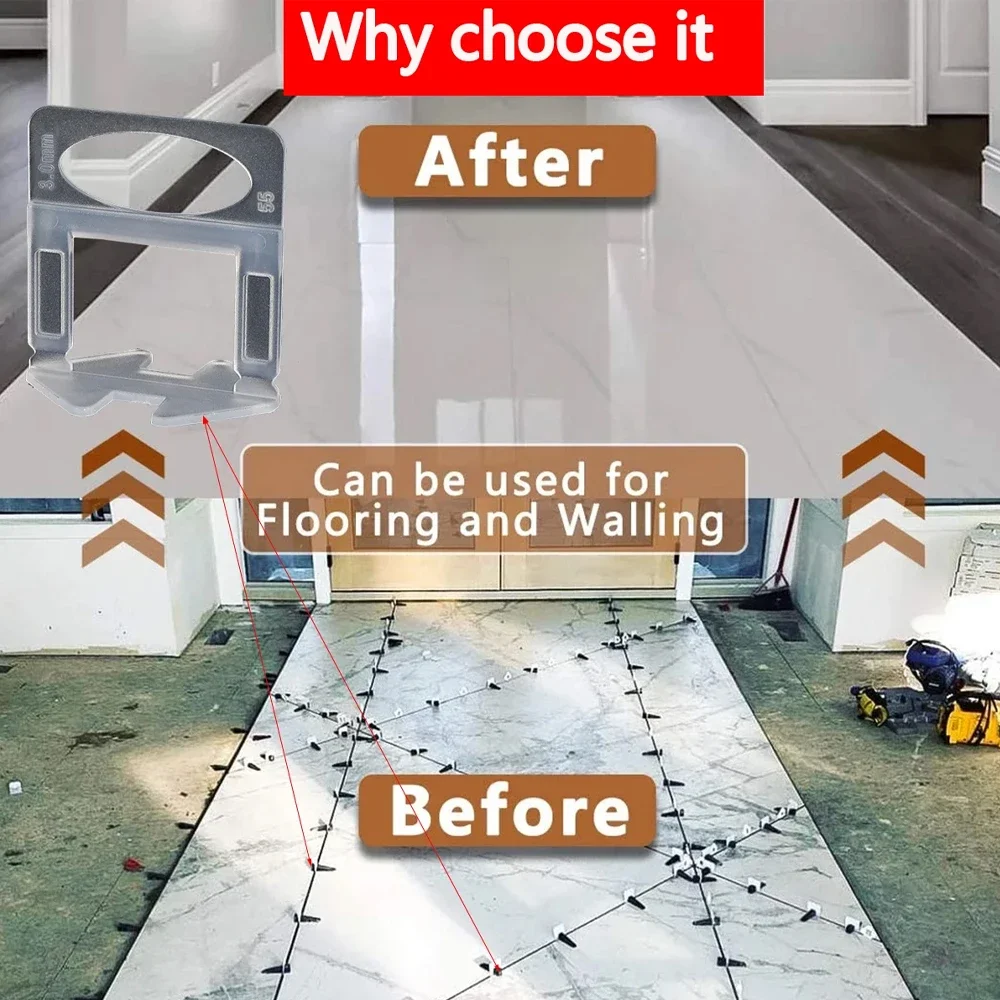 25-1200PCS Floor Tile Leveling System Clips Spacers Straps Tile Piler Wadge Ceramic Tile Laying Leveling Construction Tools
