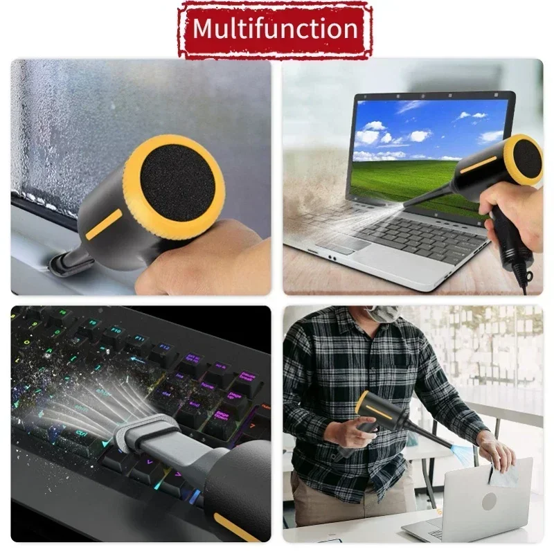 電動送風機ダスター&エアポンプ3-in-1、コンピュータデスククリーナー用缶詰空気圧縮空気缶、オフィス用キーボードクリーナー