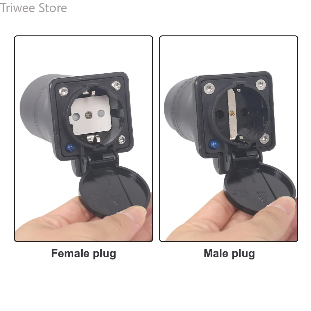 Adaptador EVSE portátil 16A 220V tipo 2 enchufe macho/hembra a enchufe Schuko adaptador de carga EV para cargador EV conector EV EUSocket