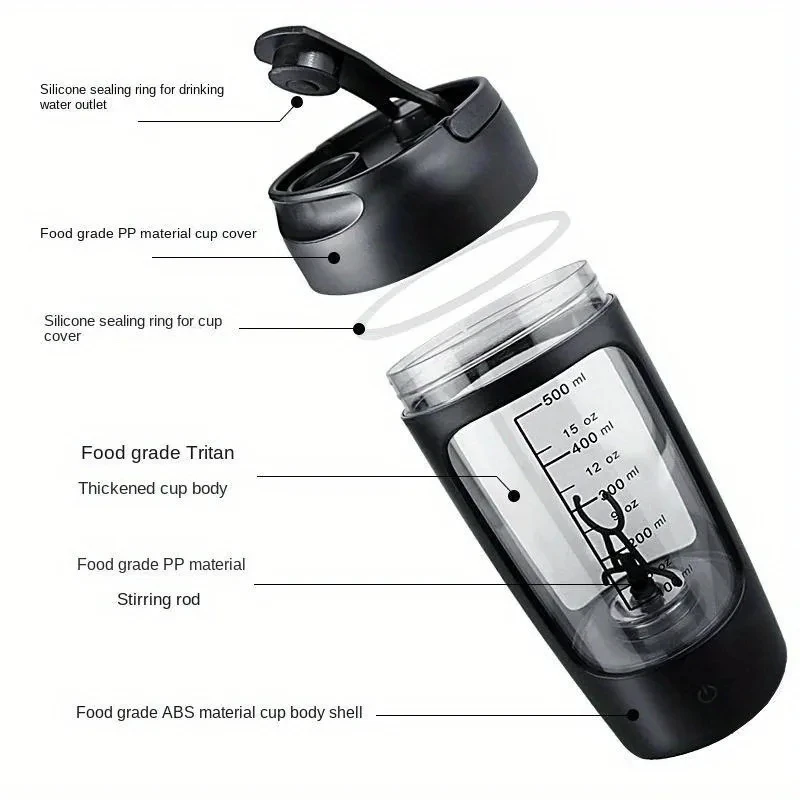 Tazza elettrica per miscelazione di proteine in polvere Miscelatore automatico per bottiglie Shake Bottiglia per frullatore per caffè al latte Bollitore per palestra all'aperto