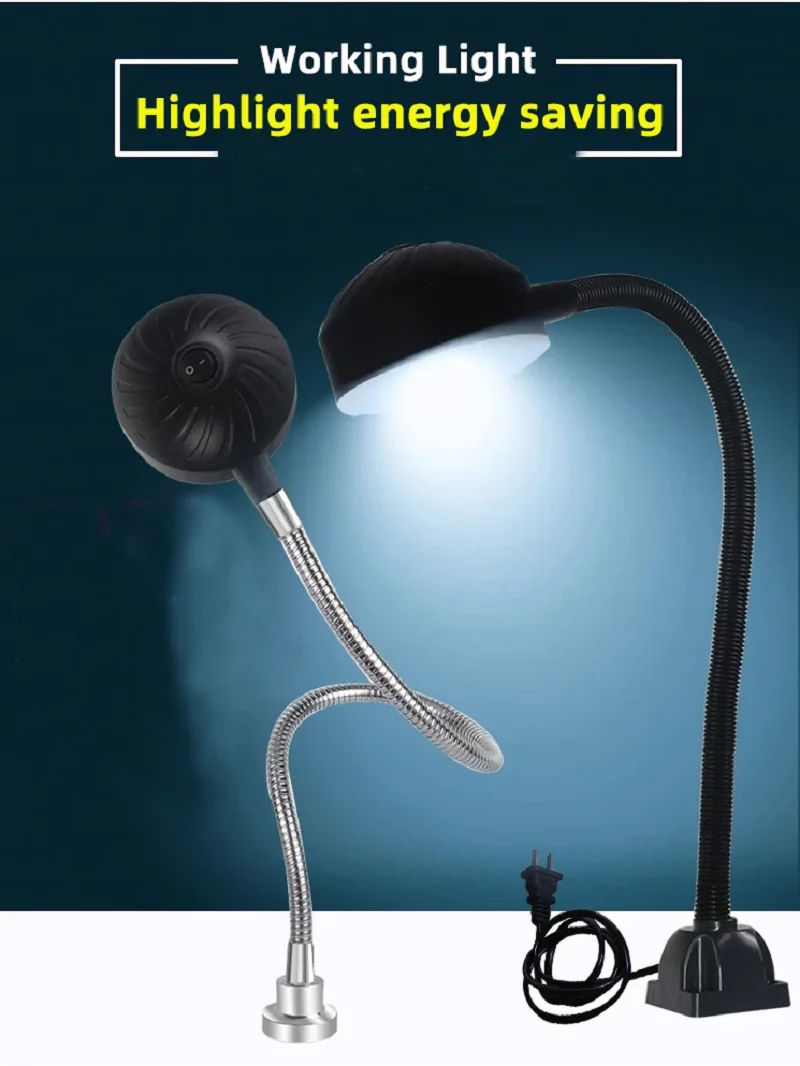 LED Workshop Industrial Working Lamp 12W 110-220V Flexible 30-50cm Gooseneck Magnetic Base LED Work Lamp For Workbench Lathe