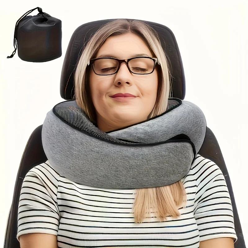 1 pc Ergonomic U-Shaped Travel Pillow – Soft, Durable Neck Support for Airplanes, Trains,  Cars & Office Naps – Portable Pillow