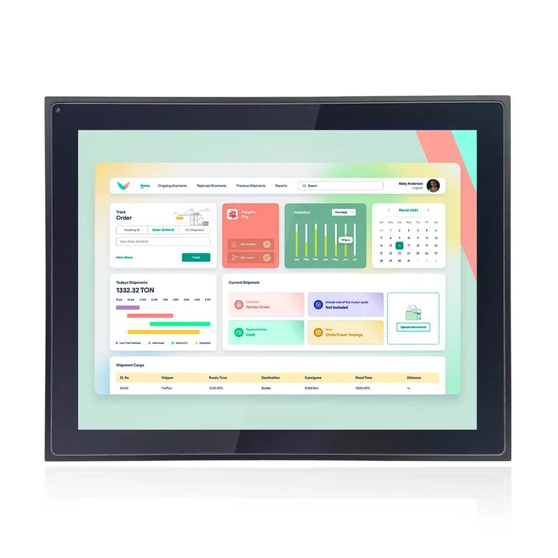 Pc de panel de pantalla táctil capacitiva legible con luz solar, 1000 nits, 15 pulgadas, todo en una pieza, para uso industrial