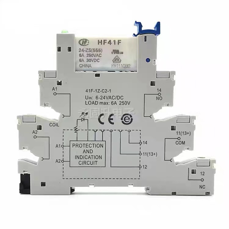 10 peças 41f-1z-c2-1 hf41f 24-zs 12-zs 5v 12v 24v 230v 6a 1co fino/scr relé montagem no soquete de parafuso com relé de wafer de led