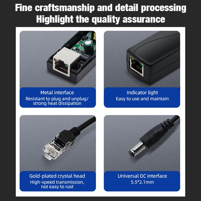 Divisor poe 48v para dc 12v 1.2a 100m módulo de fonte de alimentação de vídeo injetor de câmera poe para portas de interruptor de câmera ip cctv