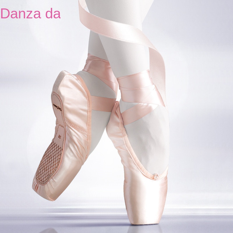 Zapatos de punta de Ballet de bailarina para niñas, zapatos de Ballet profesionales de satén rosa para mujer para bailar