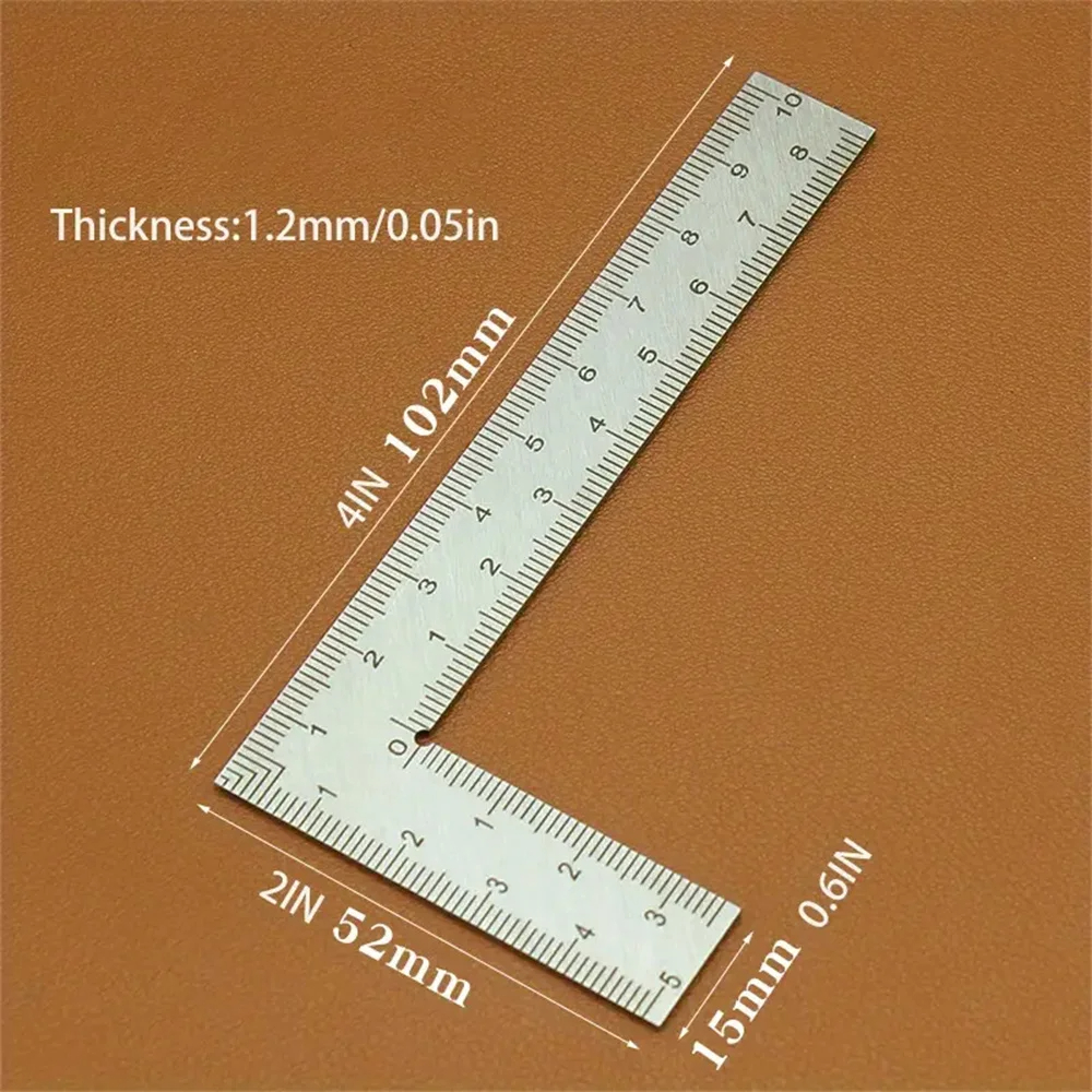 Mini Stainless Steel L-Shaped Double-Sided Precision Ruler - A High-Precision Measuring Tool for Metal Materials, Suitable for M