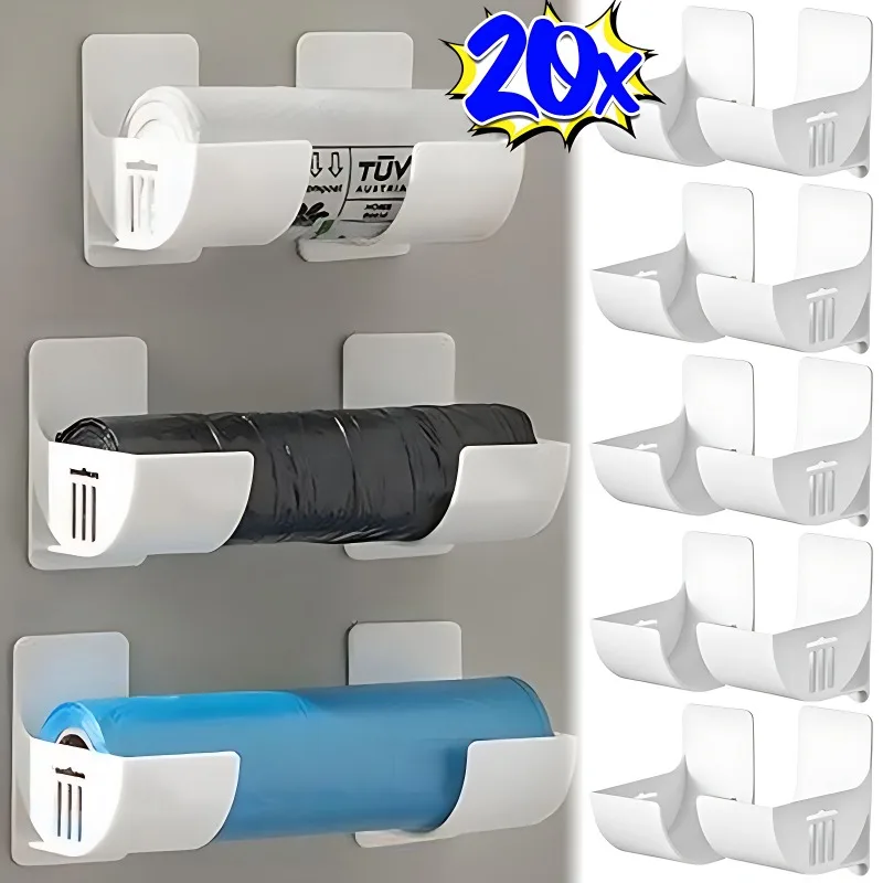 20/2 Uds bolsas de basura soporte de estante bolsa de plástico montada en la pared contenedor de película dispensador bolsa de basura caja de almacenamiento organizador para Cocina
