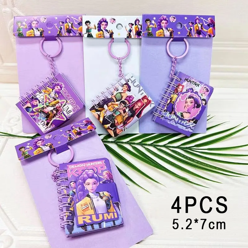 4 pièces Kpop chasseurs de démons Mini cahier Rumi Mira Zoey classeur dessin animé fournitures de papeterie cadeaux de rentrée scolaire 5.2*7 cm