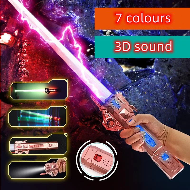Sabre de luz brinquedo infantil espada laser estrela 2 em 1 flash vara fluorescente cabelo sabre de luz brinquedo das crianças espada luz rgb
