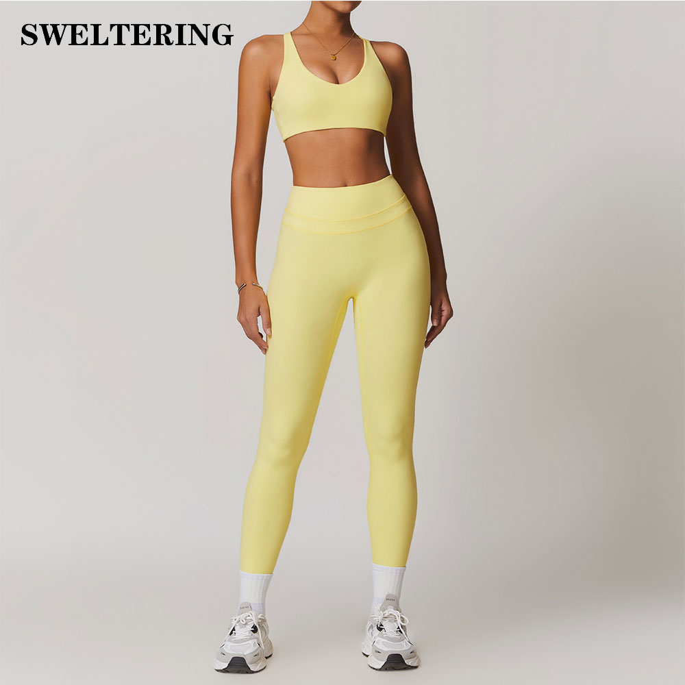 SWELTERING-ropa deportiva de 2 piezas para mujer, conjunto de Yoga, ropa de gimnasio, trajes de Yoga, conjunto de Fitness, chándales, Sujetador deportivo, mallas de gimnasio