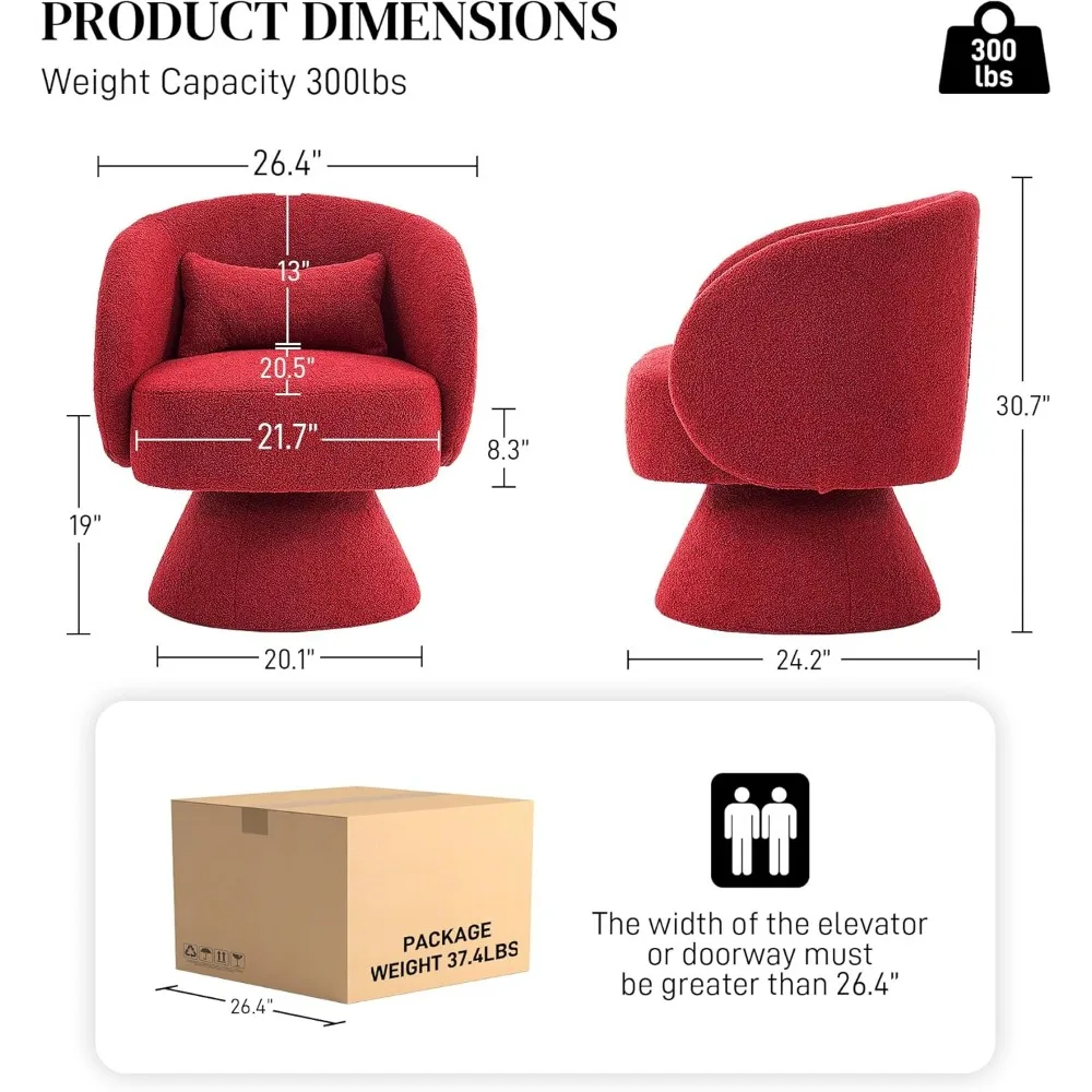 Swivel Barrel Chair Set of 2, Upholstered Swivel Cuddle Accent Chairs for Living Room, Comfy 360 Degree Modern Small Round