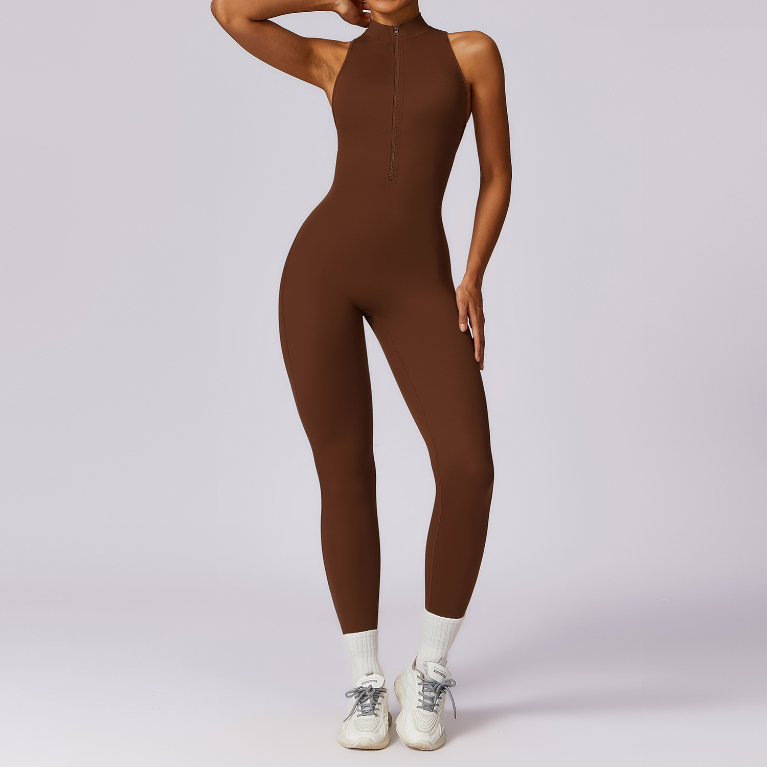 Mono de Yoga con cremallera, monos deportivos para Fitness, conjunto de ropa de gimnasio, ropa de Yoga, ropa de entrenamiento para Pilates, conjunto de mujer, ropa deportiva de realce