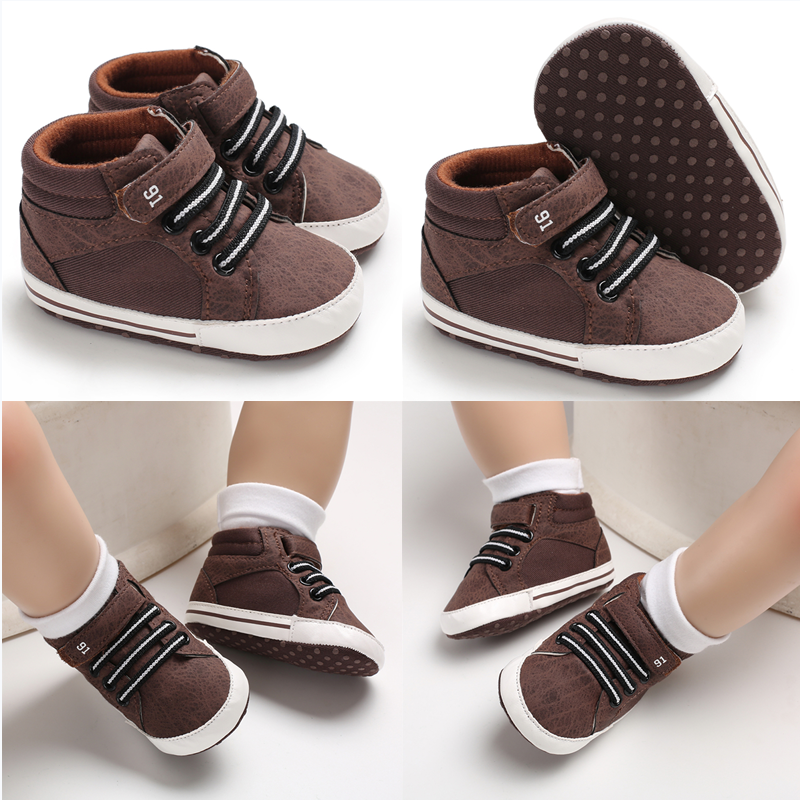 Nouveau marron bébé baptême baptême chaussures marche enfant en bas âge chaussures semelle souple nouveau-né anniversaire infantile enfants garçon baskets