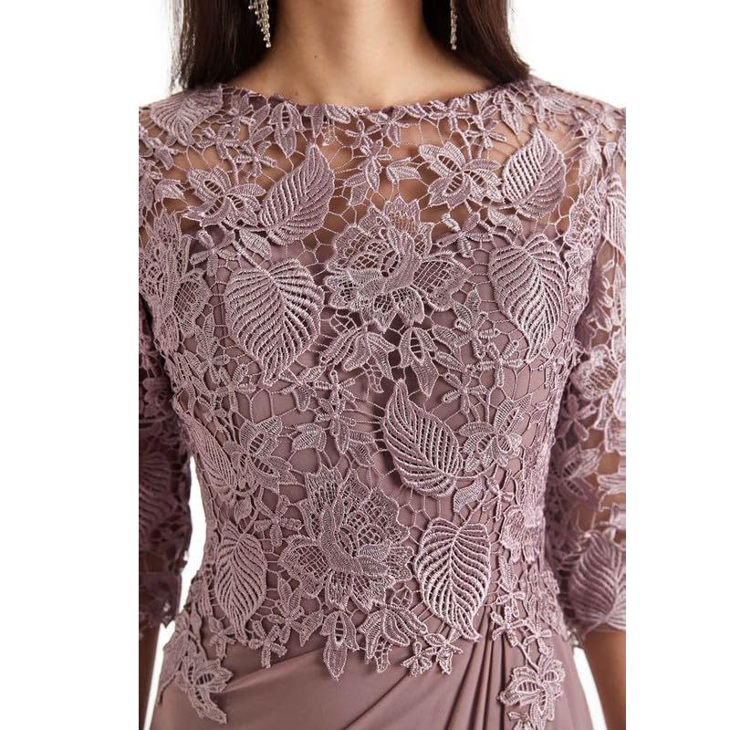 CC 花嫁の母ドレス エレガント V ネック ハーフスリーブ アップリケ 光沢のあるサテン ジッパーアップ バックスタイル プロムドレス