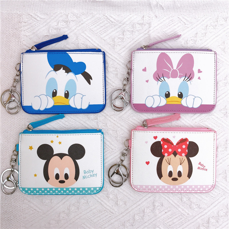 Disney Mickey Minnie Maus Karten halter Donald Daisy Ente Pu Leder Münz geldbörse Karten tasche Mini ID Karten halter Clutch Brieftasche