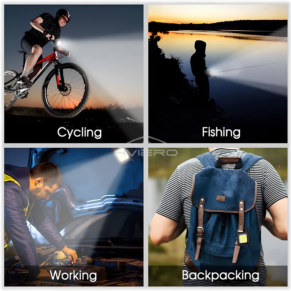 COB Work Light Flashlamp Mini Flashlight Keychain Carry LED Waterproof USB Charge Convenient Emergency Outdoor Lighting Camping