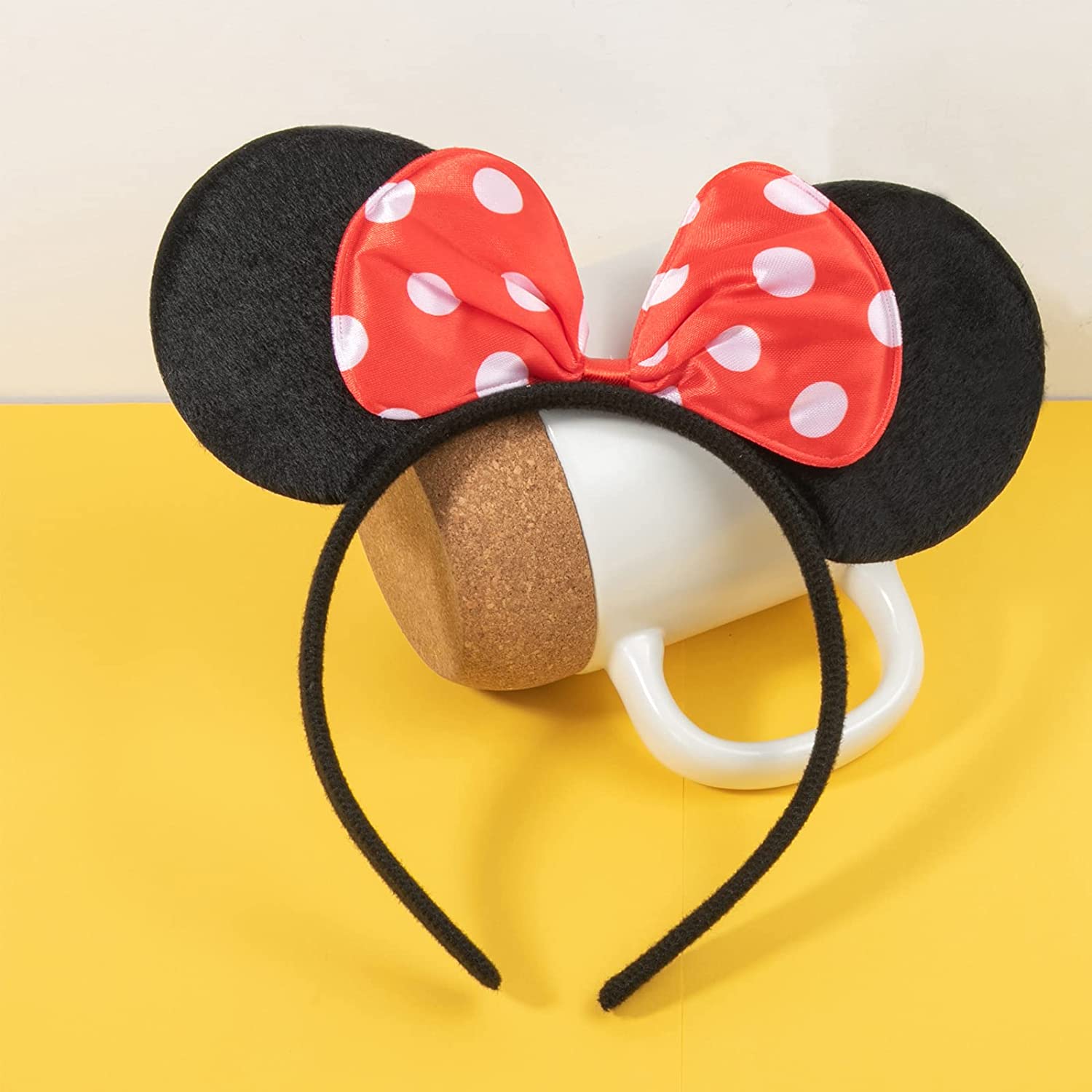 Diadema con lazo de lunares de dibujos animados, accesorios bonitos para el cabello para fiesta, diadema minimalista de Mickey Mouse