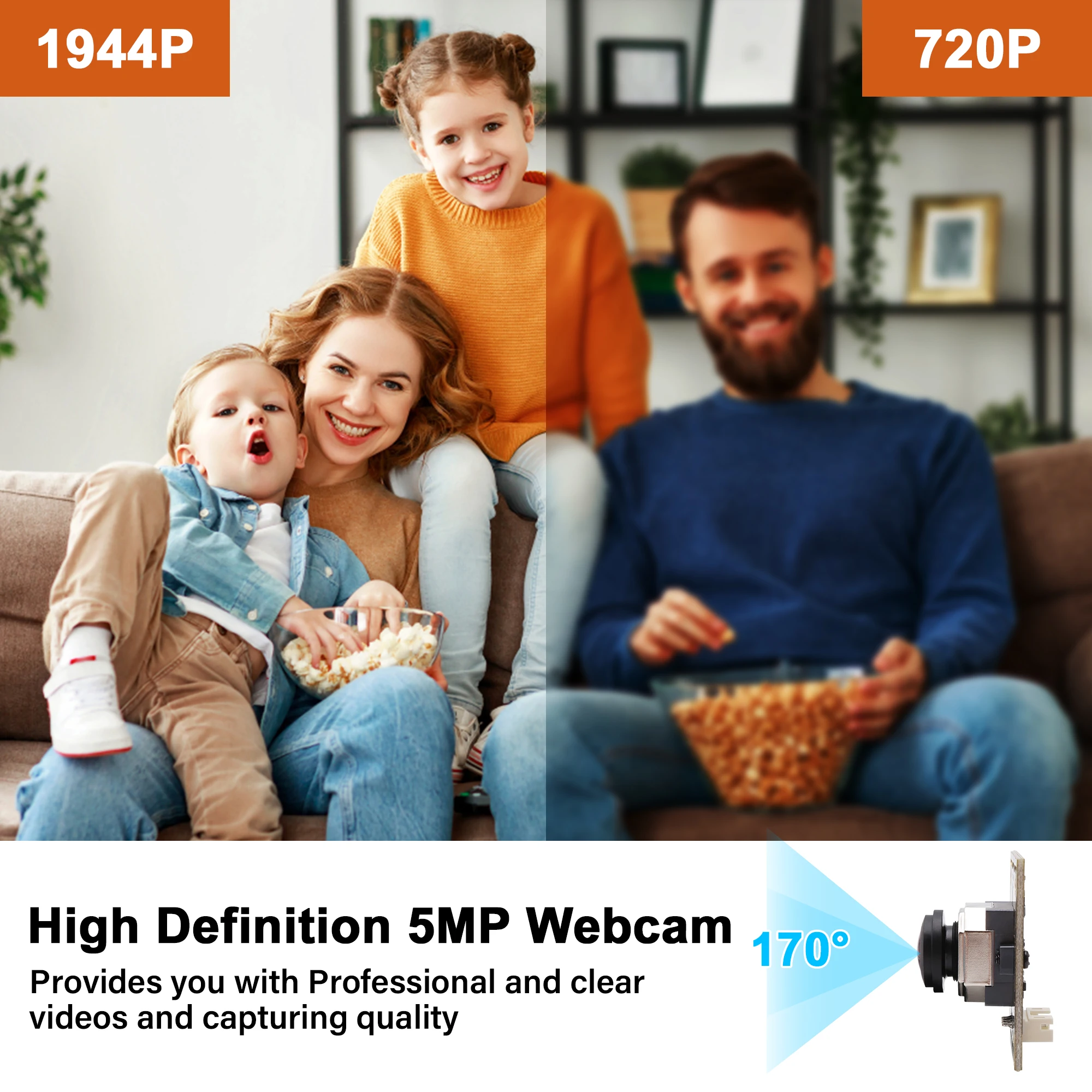 ELP 5MP Mini USB Webcam Model Autofocus HD 170 Degree Wide Angle Fisheye Lens USB Camera for Industrial Monitoring and Security