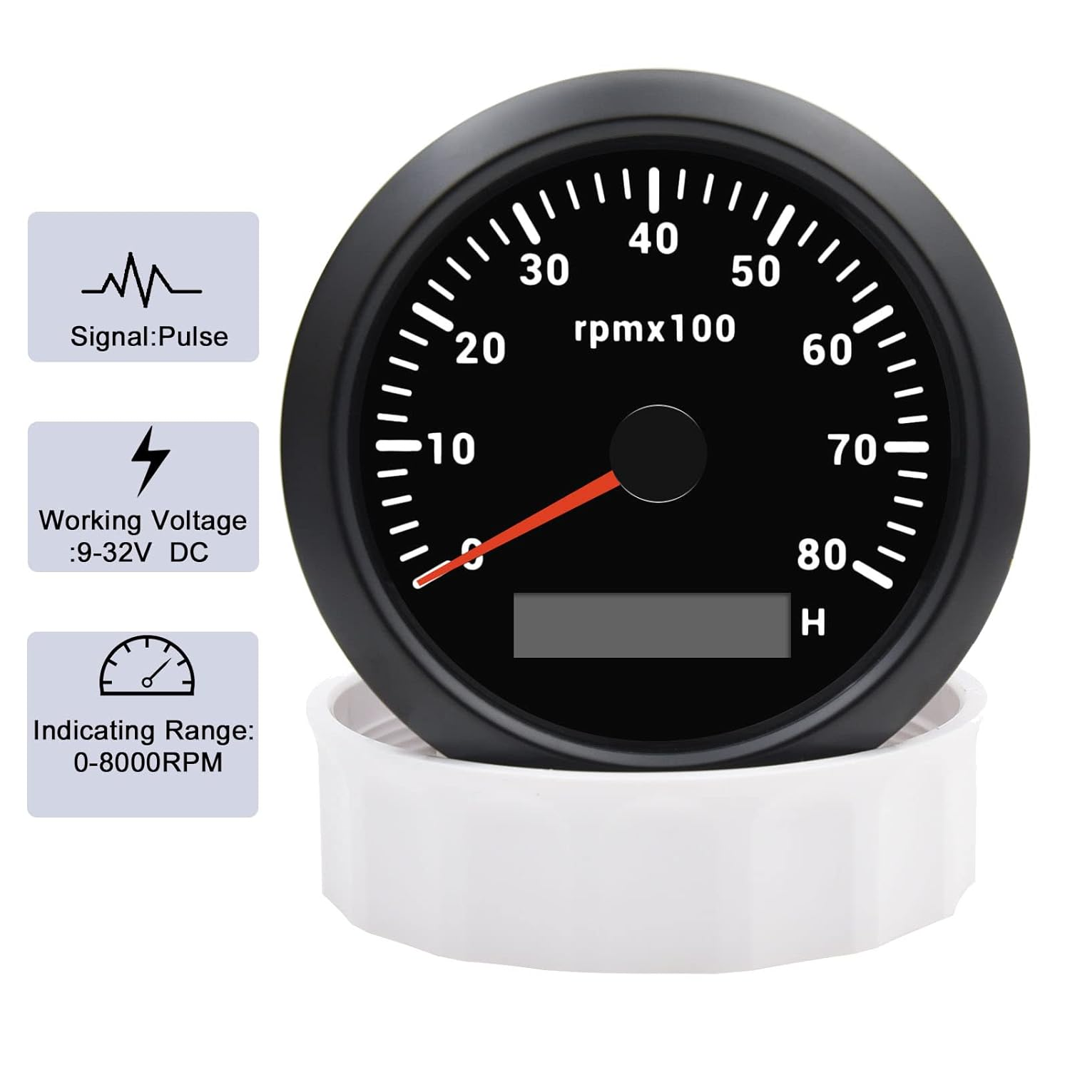 Tacômetro marinho de 85 mm com luz de fundo de 7 cores para barco, iate, RV, campista, 9-32V