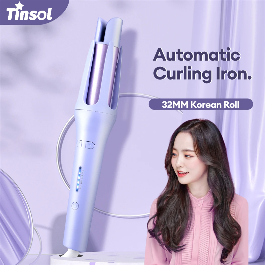 Tinsol-Rizador de pelo automático 2 en 1, rodillo de cerámica giratorio automático, varita rizadora profesional, 32MM