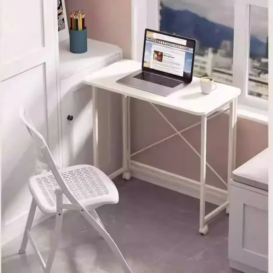 Home Foldable Table Small Portable Version No Installation Table Foldable and Movable Rectangular Space Saving Version