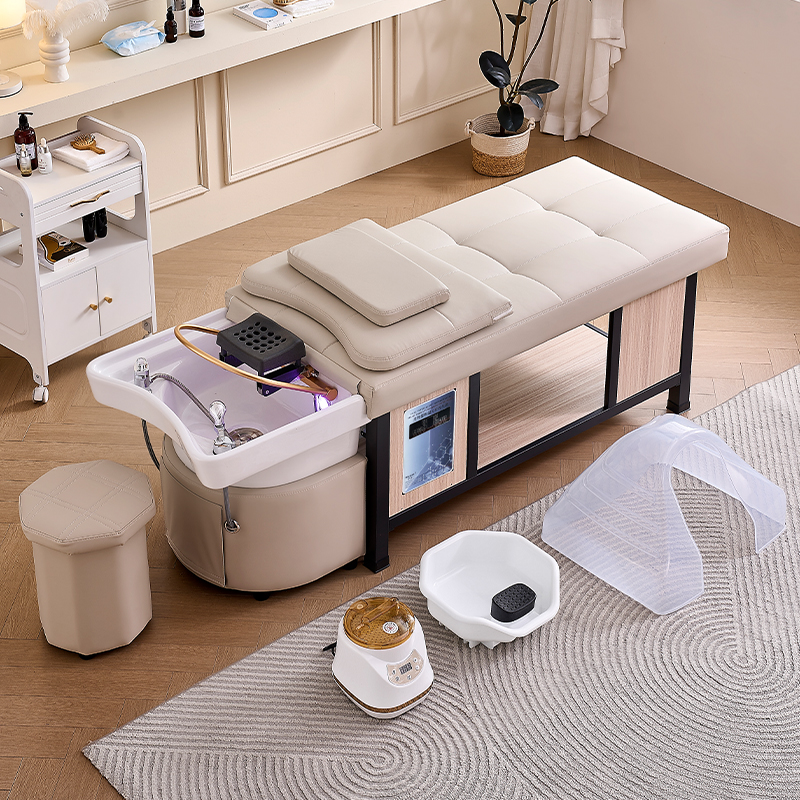 Cabezal de Spa para lavado de cabello, equipo de cama para estilista, fregadero de pies, silla de champú para ducha, salón de lujo para adultos, muebles de salón