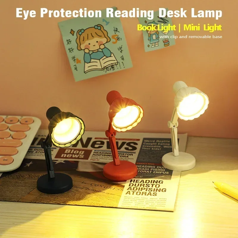 Mini lampada da libro con clip lampada da tavolo a LED pieghevole notte casa camera computer luci notturne occhio libro da viaggio luce elettrodomestico