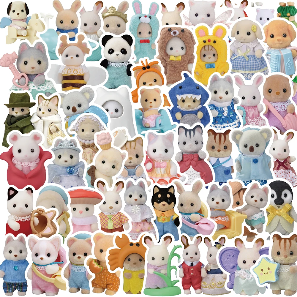55 Uds Calico Critters pegatinas muñecas de dibujos animados para niños calcomanías DIY Notebook equipaje portátil decoración pegatina juguete ﻿