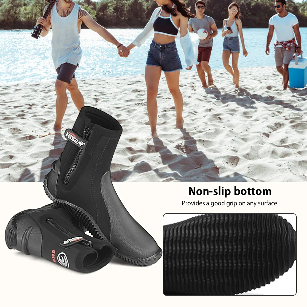 Botas de buceo de neopreno de 5mm, botas de traje de neopreno de alta elasticidad, cremallera lateral, zapatos de buceo, botas, accesorios para deportes acuáticos