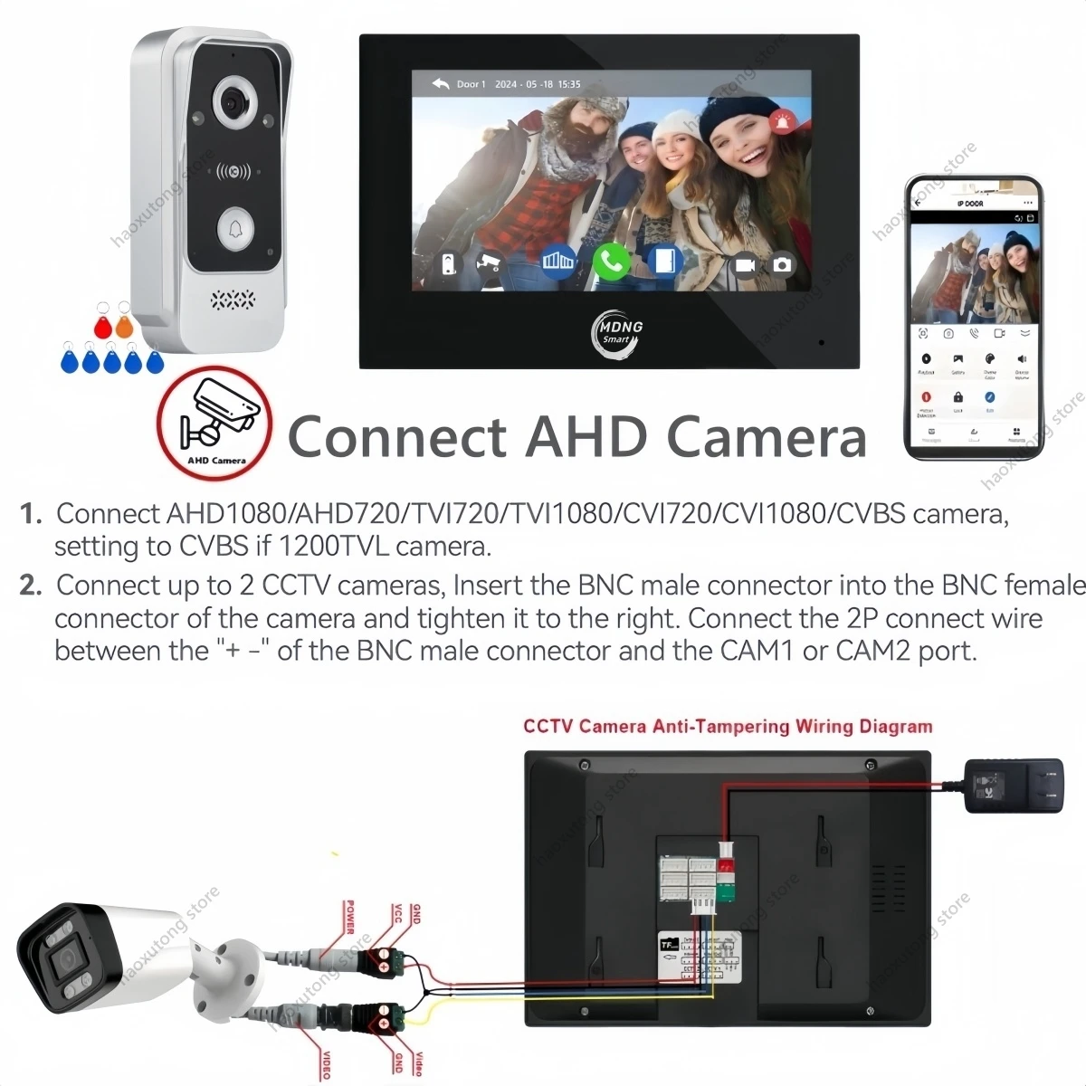 7/10 Polegada AHD Tuya Smart WIFI Tela interna IPS Tela de toque completa para sistema de intercomunicação de vídeo doméstico