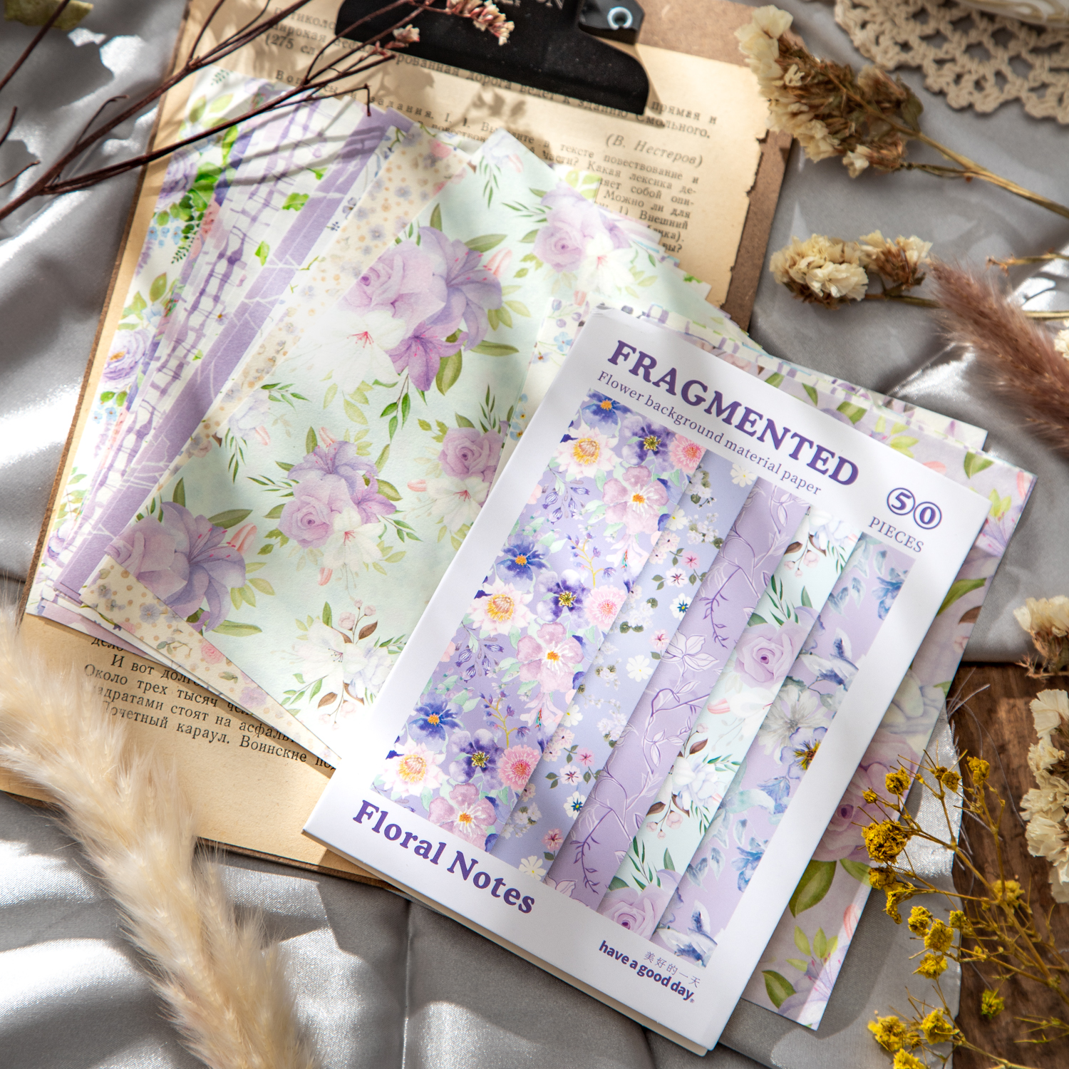 50 Sheets Vintage Floral patter Materials Paper DIY Scrapbooking Decor Craft Paper Collage Junk Journal Aesthetics Stationery