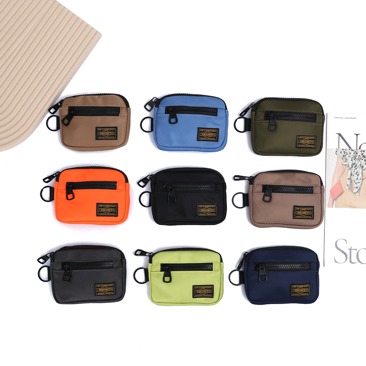 Trendy Oxford cloth coin purse, men's and women's workwear style portable card case, casual multi-functional headphone case