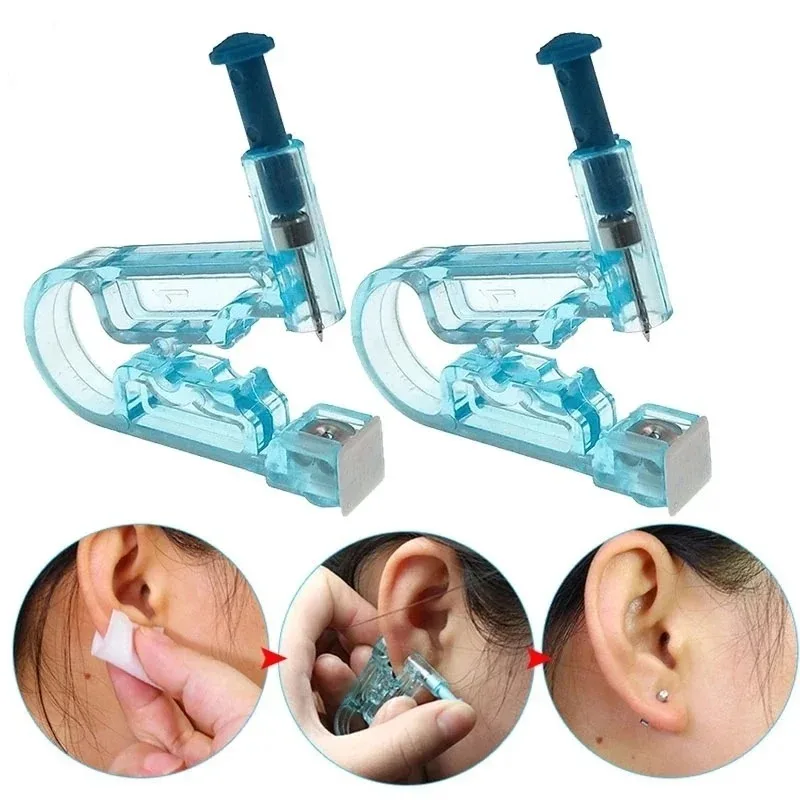 1-4 個使い捨て安全無痛耳ピアスツール、健康滅菌穿刺キットイヤリングスタッドノーズリングピアスガンセット