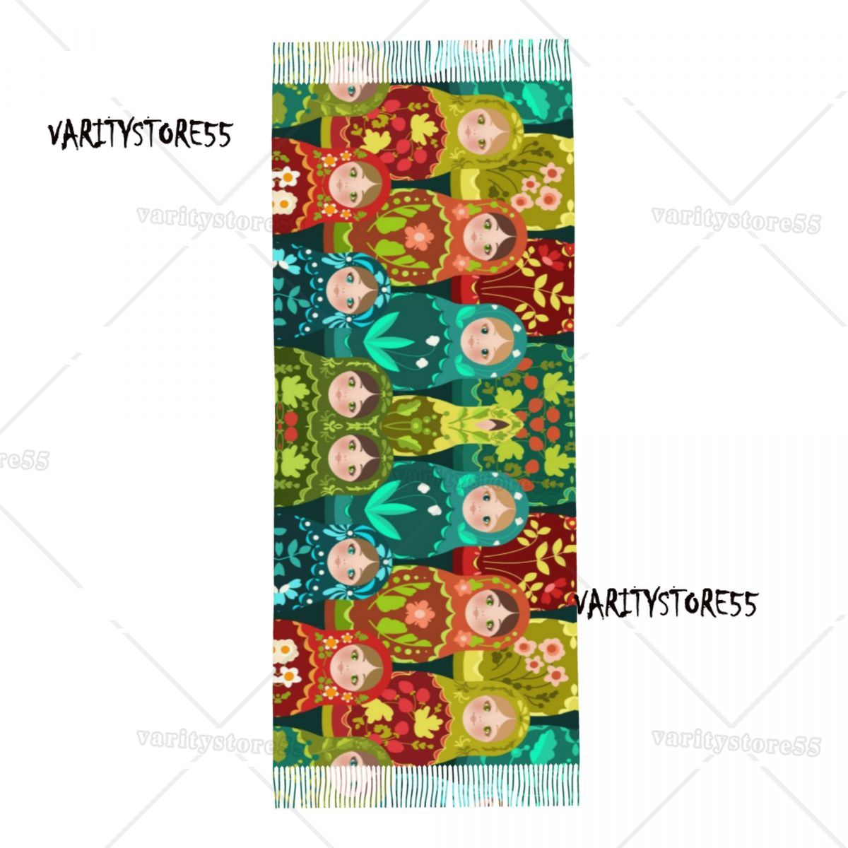 Custom Printed Russia Matryoshka Doll Pattern Scarf Men Women Winter Warm Scarves Russian Babushka Folk Art Shawls Wraps
