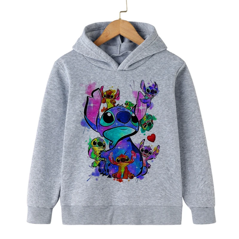Roupas novas na disney stitch moletom com capuz crianças dos desenhos animados criança menina menino lilo e ponto moletom com capuz bebê casual topo