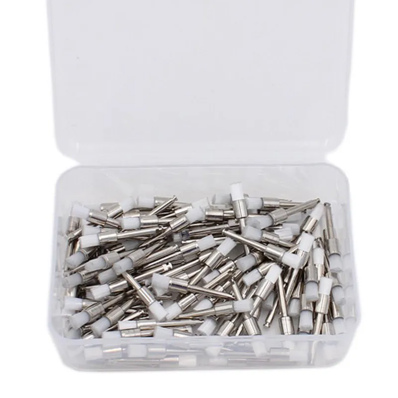 100 stks/doos Tandheelkunde Polijsten Borstel Nylon Platte Kop Klink Tanden Polish Prophy Borstels Voor Contra Hoek Machine Tandheelkundige Materiaal