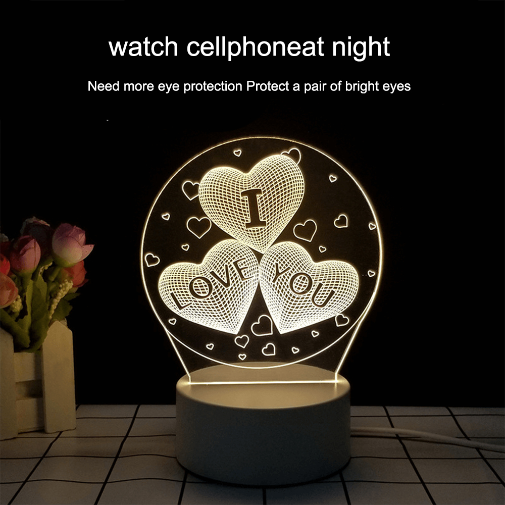 Romantische Liebe 3d Acryl LED-Lampe für zu Hause Kinder Nachtlicht Tisch lampe Geburtstags feier Dekor Valentinstag Nachttisch lampe