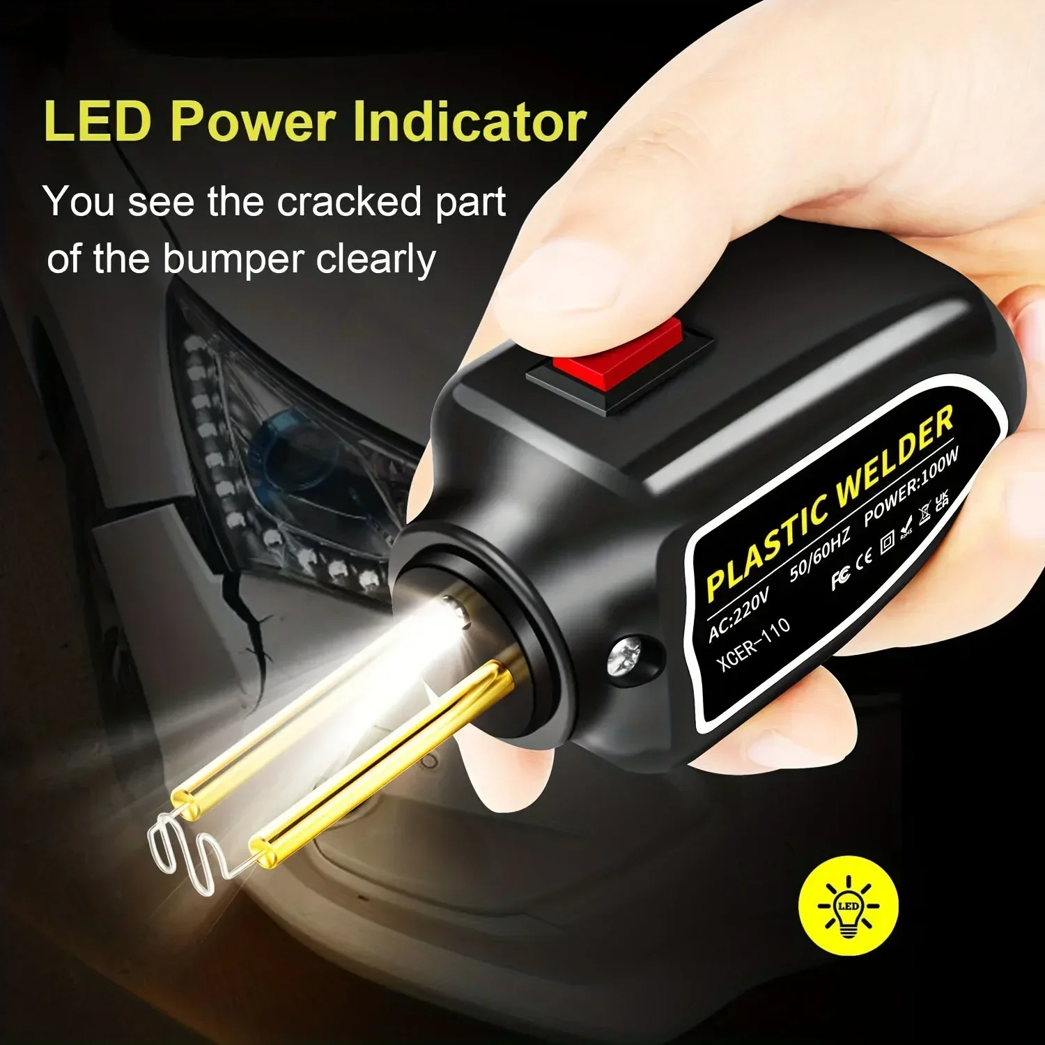 100W Plastic Welding Machine Plastic Welder Gun Hot Stapler Bumpers Repair Kit Soldering Iron For Car Bumper Repair Tools