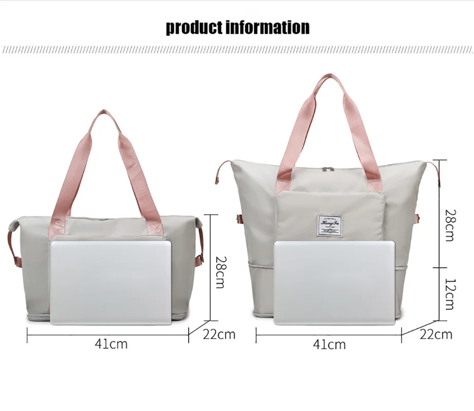 Grande capacidade Folding Travel Bags, Tote de bagagem impermeável, Bolsa para ginásio, Yoga