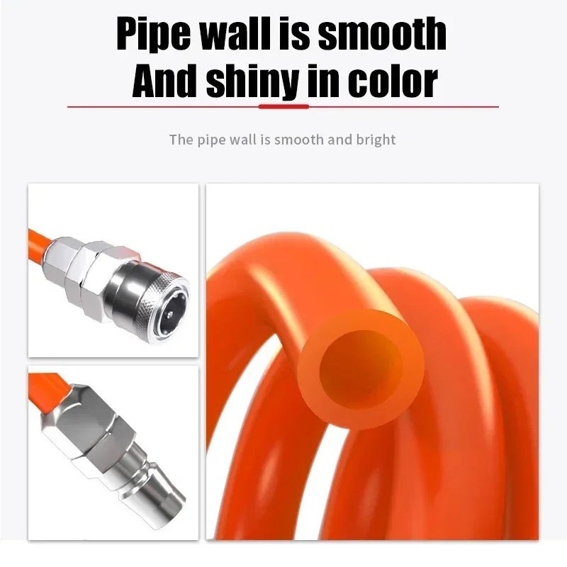3/6/9/12/15M PU Air Compressor Hose Tube Flexible Air Tool With Connector Pneumatic Polyurethane Spring Spiral Pipe With joint