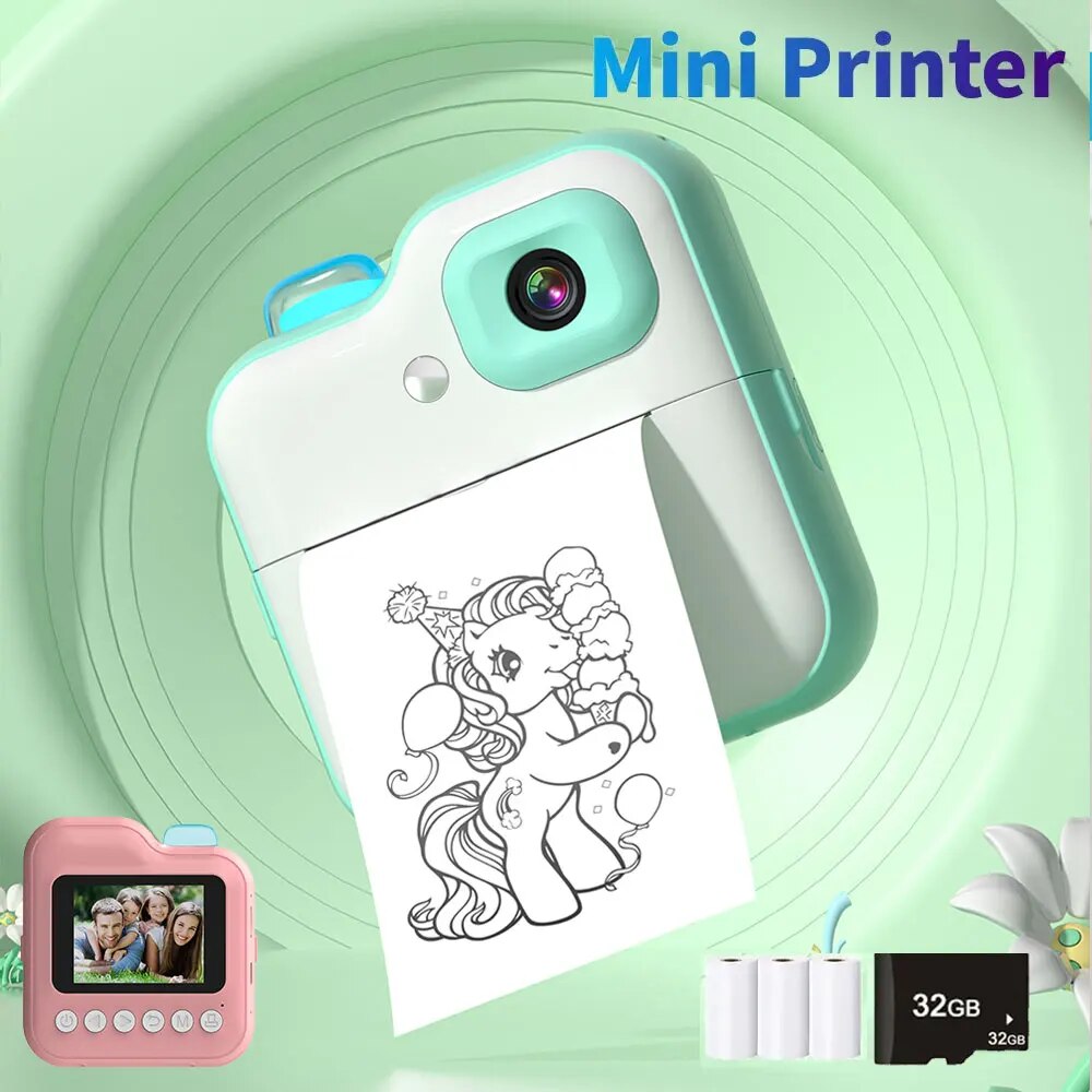 Q6 Câmera de Impressão Instantânea para Crianças, Câmera Digital Sem Fio, Bluetooth, Foto Inkless, Lable Print, Presentes para Crianças