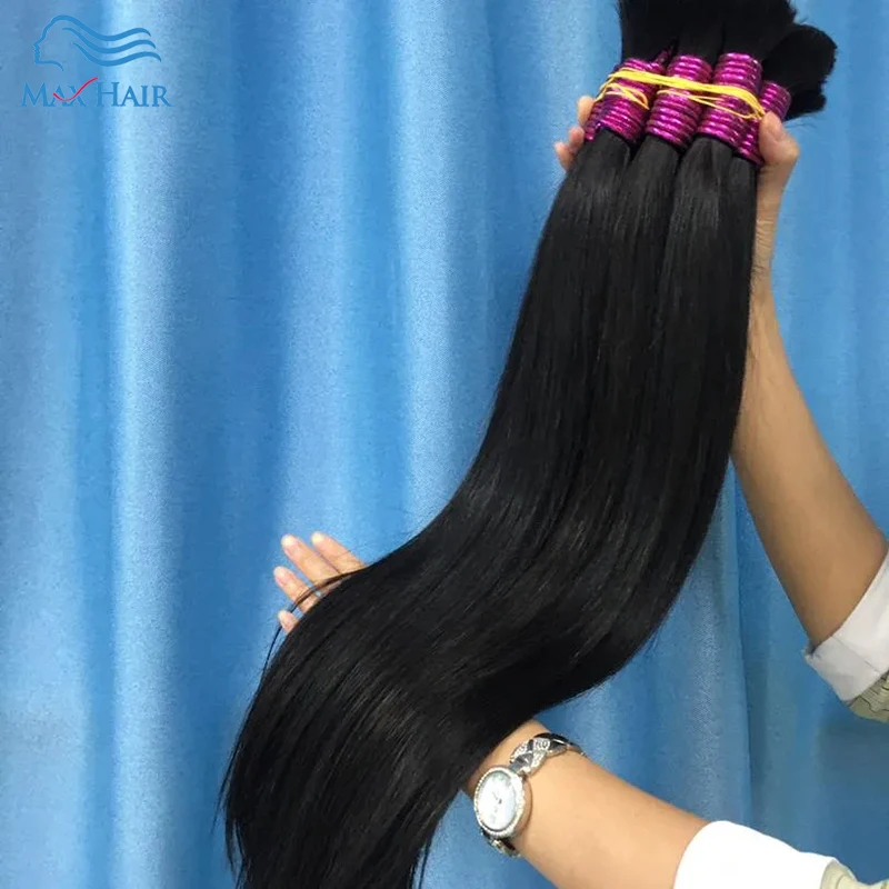 MaxHair 100% cabello humano virgen sin procesar cutícula alineada mechones rectos extensiones de cabello a granel Cabelo Humano Atacado