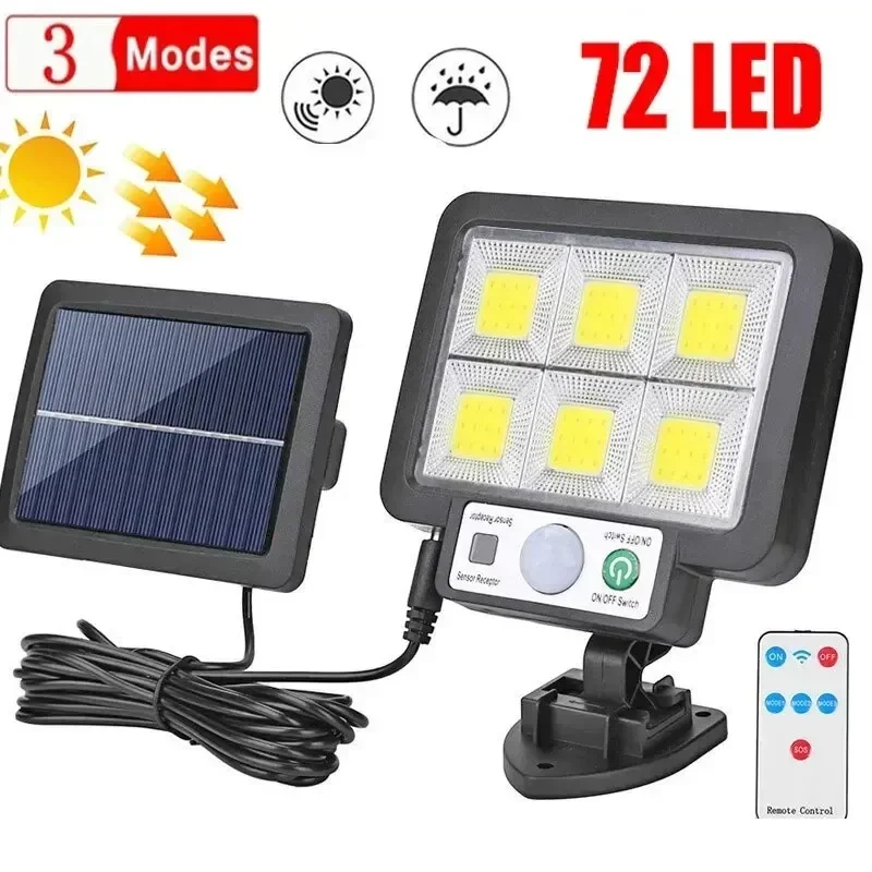 Lampada da parete solare divisa a LED Lampade con sensore di movimento impermeabile a 3 modalità Illuminazione stradale da giardino Lampada solare per applique da parete di sicurezza per garage